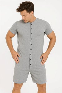 PIJAMA MACACÃO MASCULINO CURTO - TEEN E ADULTO - CINZA