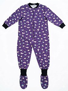 PIJAMA MACACÃO MONAKIDS INFANTIL - ESTAMPA CORUJA - COR ROXO