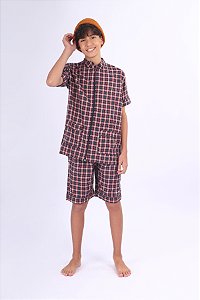 PIJAMA XADREZ  GOLA PADRE MENINOS ROXO