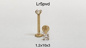 Labret aço pvd rosc interna 10mm pedra 3mm