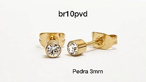 par de brinco pvd pedra 3mm