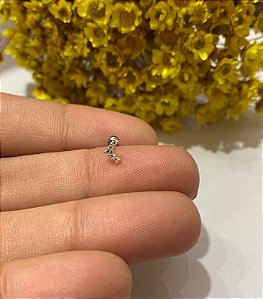 Piercing haste aço cirurgico 8mm topo prata 925