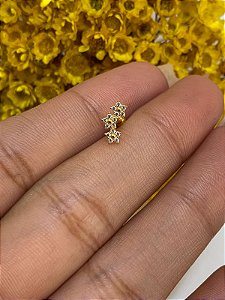 Mini cluster flor em prata 925 dourado 6mm