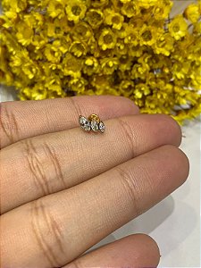 Labret titânio gold 3 pedras