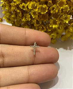 Piercing cruz cravejada em prata 925 8mm
