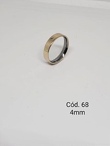 lisa em ouro 18k c/ base em aço c/ pedra 4mm - reta