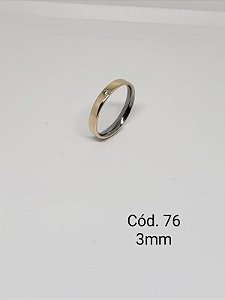 lisa em ouro 18k c/ base em aço c/ pedra 3mm - reta