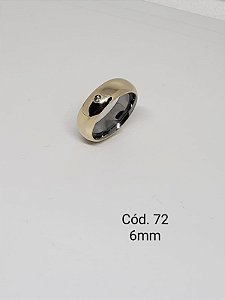 lisa em ouro 18k c/ base em aço c/ pedra 6mm - abaulada