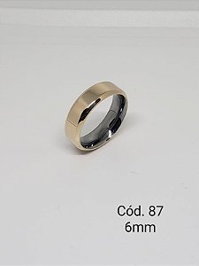 lisa em ouro 18k c/ base em aço chanfrada 6mm - reta