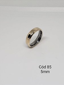 lisa em ouro 18k c/ base em aço chanfrada 5mm - reta