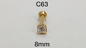 Ponto de luz dourado 8mm pedra 2mm