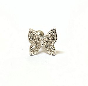 tragus borboleta em prata 8mm