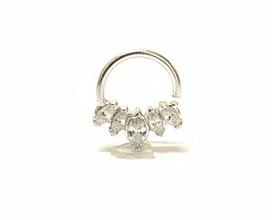 Argola em prata pedras navete 8mm