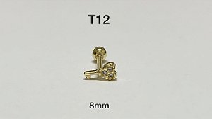tragus chave folheado dourado 8mm