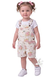 Jardineira Bebê OshKosh Floral em Sarja