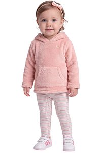 Conjunto Carters Fleece Listrado Rosa Claro