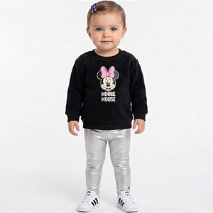 Conjunto leggin e moletom com fleece Minnie Disney