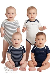 Kit 4 Bodys Bebê Tommy Hilfiger Manga Curta