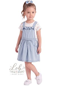 Conjunto Infantil Carter’s Salopete Chambray + Camiseta Floral