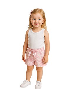 shorts em linho floral Baby Gap