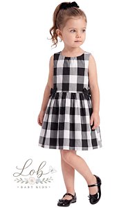 Vestido Infantil Carter’s Xadrez Preto e Cinza com Laços