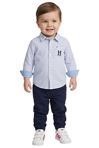 Conjunto Infantil Tommy Hilfiger Camisa Social Calça Jogger