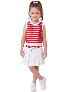 Conjunto Infantil Tommy Hilfiger – Regata em Tricô + Saia