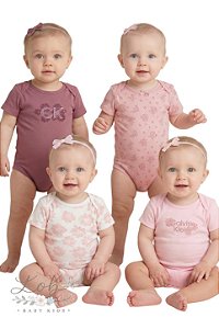 Kit 4 Bodys Bebê Calvin Klein Manga Curta