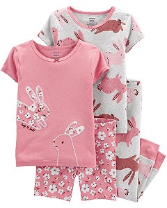 Kit pijama Carters 4 Peças Coelho