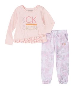 Grey & Pink Calvin Klein Sweatsuit 2T