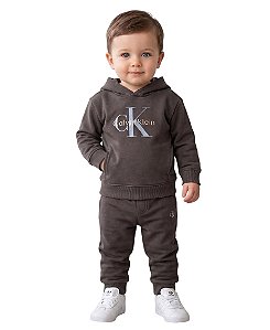 Conjunto Bebê Calvin Klein Moletom Marrom