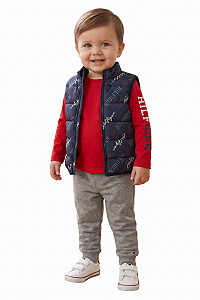 Conjunto Bebê Tommy Hilfiger 3 Peças com Colete