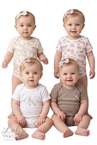 Kit 4 Bodys Bebê Calvin Klein Manga Curta