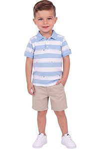 Conjunto Infantil Tommy Hilfiger Polo e Bermuda Caqui