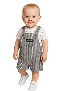 Jardineira e Camiseta Baby Calvin Klein
