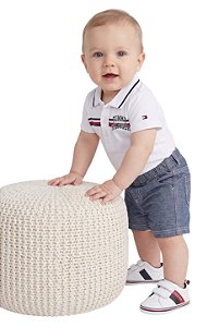 Conjunto Bebê Tommy Hilfiger Body Polo Branco e Bermuda