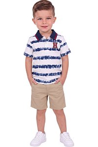 Conjunto Infantil Tommy Hilfiger Polo e Bermuda Caqui
