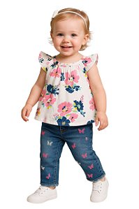 Conjunto Gap Infantil – Batinha Floral + Calça Jean