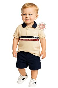 Conjunto Bebê Tommy Hilfiger Polo Bege