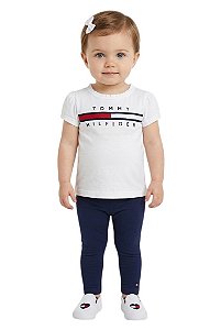 Camiseta Bebe Tommy Hilfiger Logo Branca
