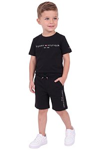 Conjunto Infantil Tommy Hilfiger Camiseta Preta e Bermuda