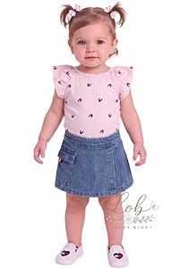 Conjunto Tommy Hilfiger Bebê com Saia-Short Jeans