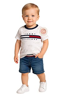 Bermuda Jeans Bebê Tommy Hilfiger Cós Tricolor Ribana