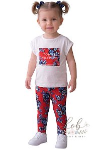 Conjunto Bebê Tommy Hilfiger Blusa e Legging Floral