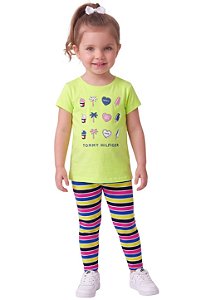 Conjunto Infantil Tommy Hilfiger Camiseta e Legging Listrada