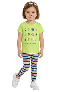 Conjunto Infantil Tommy Hilfiger Camiseta e Legging Listrada