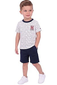 Conjunto Infantil Tommy Hilfiger Camiseta e Bermuda Azul-Marinho