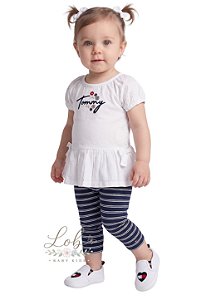 Conjunto Bebê Tommy Hilfiger Bata e Calça Capri