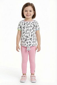 Conjunto Infantil Tommy Hilfiger Camiseta Estampada e Legging Rosa