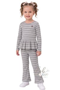 Conjunto Infantil Tommy Hilfiger Blusa Peplum e Calça Flare